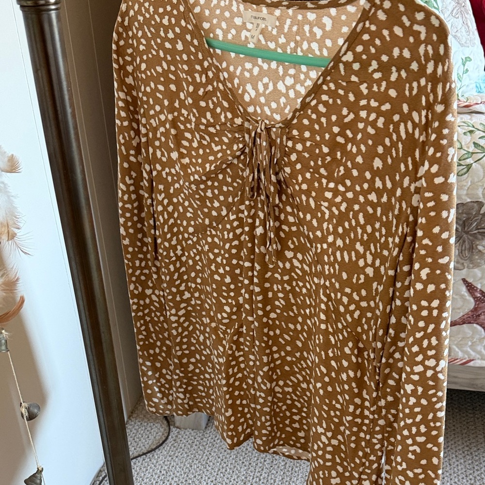 Maurice’s animal print blouse. Peek a boo front.  Med.
